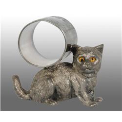 Large Cat with Glass Eyes Figural Napkin Ring.