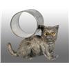 Image 1 : Large Cat with Glass Eyes Figural Napkin Ring.
