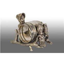 Kate Greenaway Girl & 3 Owls Figural Napkin Ring.