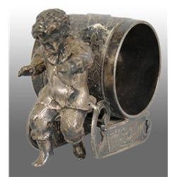 Boy Pulls Sled Figural Napkin Ring.