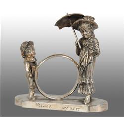 Kate Greenaway Lady & Boy Figural Napkin Ring.
