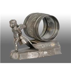Winged Cherub Pulling Figural Napkin Ring.