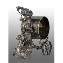 Winged Cherub on Wheeled Figural Napkin Ring.