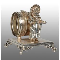 Kate Greenaway Girl & Rifle Figural Napkin Ring.