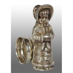 Kate Greenaway Girl with Muff Figural Napkin Ring.