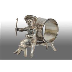 Kate Greenaway Boy on Bench Figural Napkin Ring.