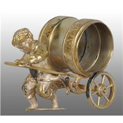 Boy Pulling Figural Napkin Ring on Wheels.