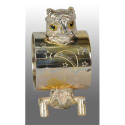 Owl with Glass Eyes Figural Napkin Ring.