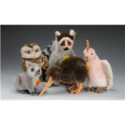 Lot of 5: Plush Steiff Animals.
