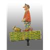 Image 1 : Tin German Clicker Toy of Man with Rabbit.
