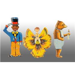 Lot of 3: Tin Litho German Pull String Toys.