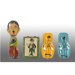 Lot of 4: Small Tin Charlie Chaplin Items.