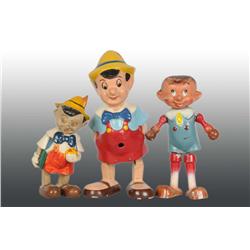 Lot of 3: Walt Disney Pinocchio Toy Figures.