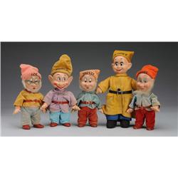 Lot of 5: Walt Disney Snow White Dwarf Dolls.