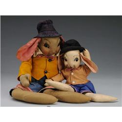 Lot of 2: Uncle Wiggly Rabbit Stuffed Doll Toys.