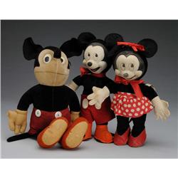 Lot of 3: Walt Disney Mickey & Minnie Mouse Dolls.