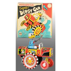 Tin Linemar Disney Donald Dipsy Car Wind-Up Toy.