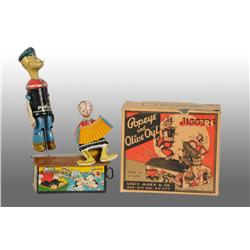 Louis Marx Popeye & Olive Oyl Rooftop Jiggers Toy.