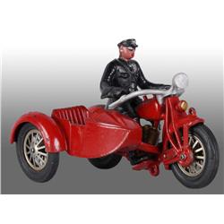Cast Iron Hubley Sidecar Motorcycle Toy.