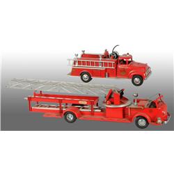 Lot of 2: Pressed Steel Fire Engine Toys.