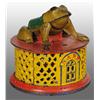 Image 1 : Cast Iron Frog on Lattice Mechanical Bank.
