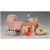 Image 1 : Lot of Celluloid Ducks and Carriage.