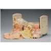 Image 1 : Lot of 3: Painted Bisque Babies with a Dolly Crib.