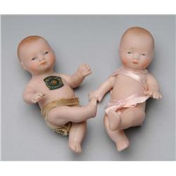 Lot of 2: All-Bisque Immobile Bye-Lo Baby Dolls