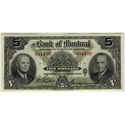 The Bank of Montreal 1942 $5 #004499 CH-505-64-02  Choice AU