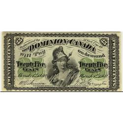 DC-1c 1870 25¢ Shinplaster  AU. A very nice and clean exampl