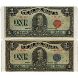 DC-25b and DC-25c 1923 $1 #G-481086, #F-604593, Lot of 2 not