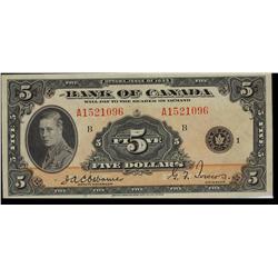 BC-5 1935 $5 A1521096 CCCS UNC-63, a nice and clean example