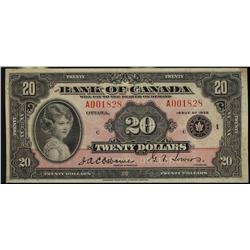 BC-9a 1935 $20 English text Large seal A001828. VF, a very n