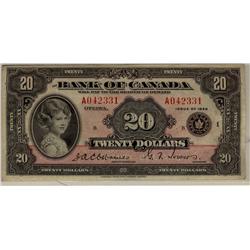 BC-9a 1935 $20 Large Seal #A042331  VF, a problem free examp