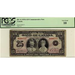 BC-11, 1935 $25 #A000777.  A nice PMG VG-10 note with partic