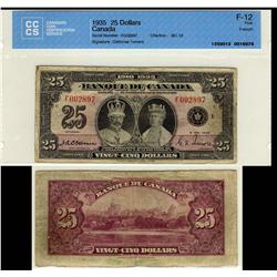 BC-12, 1935 $25 #F002897 CCCS F-12.  A very nice and rare no