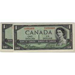 Lot of 2 notes  BC-29b 1954 $$1  DF M/A1093467,M/A1093468 UN