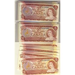 BC-47b 1974 $2.  Lot of 55 notes includes various signatures