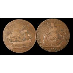 CH#AM-5A1; Br 1013  1781 North American token "Copper"  VF-E