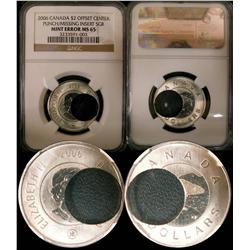 ERROR 2006 $2 NGC MS65.  DRAMATIC ERROR, Offset Center punch