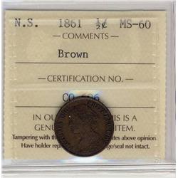 NS 1861 1/2¢ ICCS MS-60