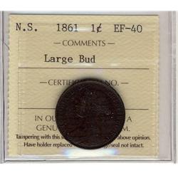 NS 1861 1¢ Large Bud ICCS EF-40