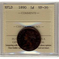 NFLD 1890 1¢ ICCS VF-20
