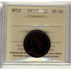 NFLD 1904H 1¢ ICCS VF-30