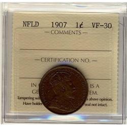 NFLD 1907 1¢ ICCS VF-30