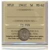 Image 1 : NFLD 1941C 5¢ ICCS MS-62