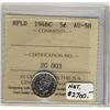 Image 1 : NFLD 1946C 5¢ ICCS AU-58