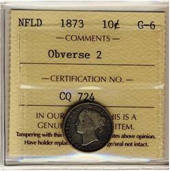 NFLD 1873 10¢ Obv 2 ICCS G-6