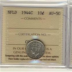 NFLD 1944C 10¢ ICCS AU-50
