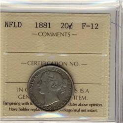 NFLD 1881 20¢ ICCS F-12